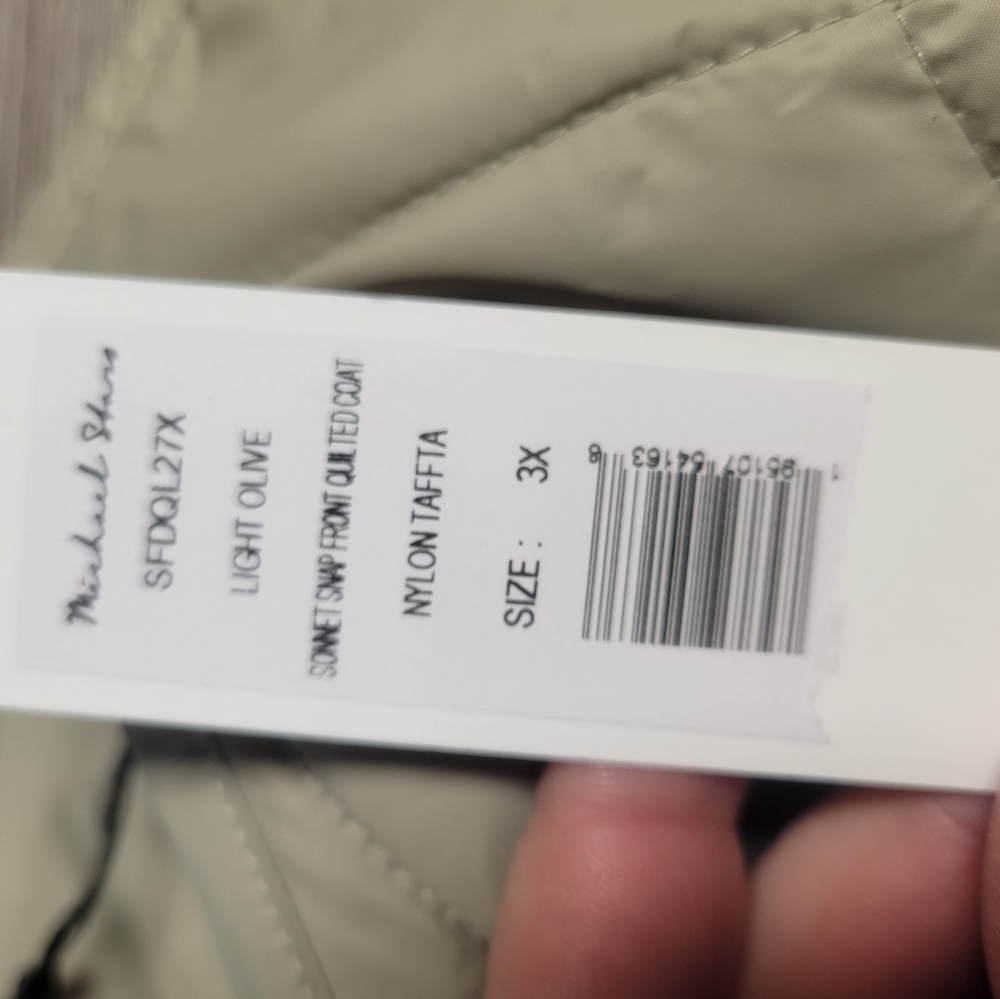 Michael Stars NWT Light Olive Quilted Lightweight Jacket Size 3X or 2X - Picture 4 of 6